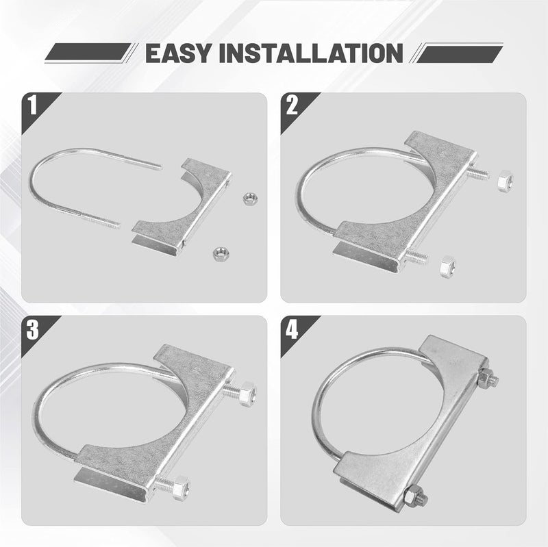 GESEXI 3.5" U-shaped Exhaust Pipe Clamp Mild Steel Muffler Exhaust Clamps with Anti-Rust Coat Pack of 2 - Image 5